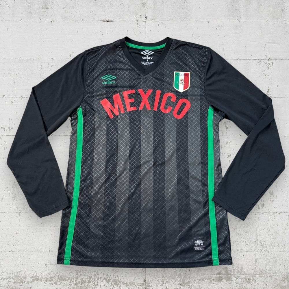 Umbro Mexico Futbal Soccer Long Sleeve Jersey Shirt Size S Mexico